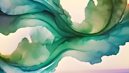 Poster - Green and White Watercolor Painting on White Background Generative AI