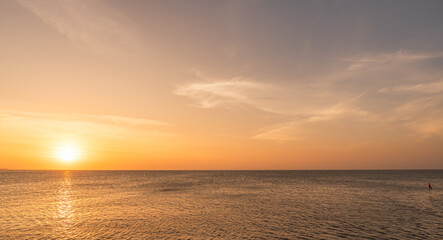  sunset sky over sea in the evening horizon golden hour