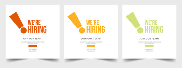 Wall Mural - We are hiring job vacancy Social Media Post Or Instagram Promotional Social Media Square Banner And Square Flyer Template Design