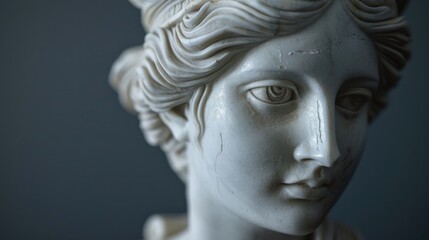 Wall Mural - Detailed shot of a woman's face statue, suitable for various design projects