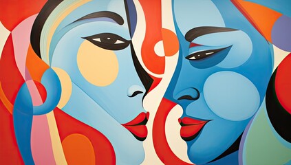 Abstract Expressions: Wall Art Featuring Cubist Portraits of Two Women