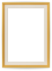 Wall Mural - Golden modern frame isolated on white background. Realistic rectangle frames mockup. Classic Photo wooden frame. Gold borders set for painting, poster, photo gallery. 3d png illustration.