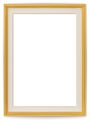 Sticker - Golden modern frame isolated on white background. Realistic rectangle frames mockup. Classic Photo wooden frame. Gold borders set for painting, poster, photo gallery. 3d png illustration.