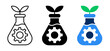 Biotechnology science glass beaker gear icons set design vector. Lined, solid, and flat style illustration.