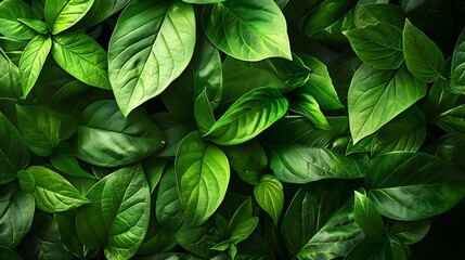 Wall Mural - Creative layout composition frame of juicy green leaves with beautiful texture with paper card note macro Flat lay Nature concept copy space : Generative AI
