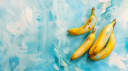 Sticker - Creative layout made of banana on the watercolor background Flat lay Food concept : Generative AI