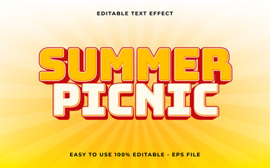 Poster - summer picnic editable text effect. Minimalist vector text effect.