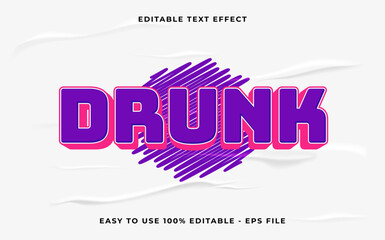 Poster - drunk editable text effect. Minimalist vector text effect.
