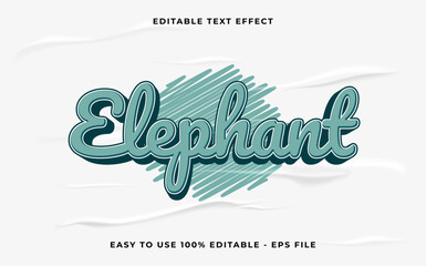 Poster - elephant editable text effect. Minimalist vector text effect.