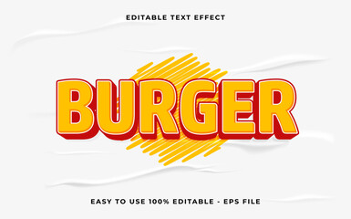 Poster - burger editable text effect. Minimalist vector text effect.