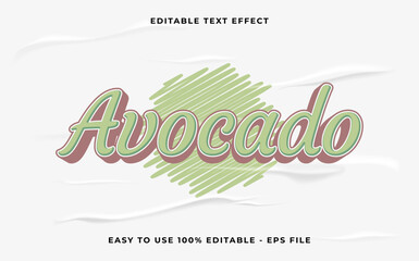 Poster - avocado editable text effect. Minimalist vector text effect.