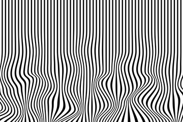 Wall Mural - Simple wavy abstract background. Vector illustration of vertical stripes with optical illusion, op art.