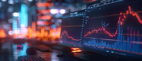 Poster - 3D animated hologram of a financial analyst presenting a rising graph, illustrating investment returns over time