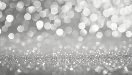Wall Mural - defocused christmas or party grey glitter background with bokeh holiday glowing backdrop banner or card