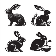 Hare silhouette vector icon graphic logo ai generated design