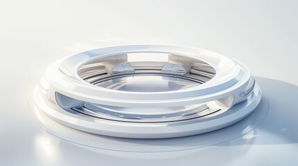 Poster - Modern Geometric Wallpaper - White Circular Building. Futuristic Technology Design.