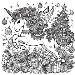 A coloring page of a unicorn image art photo attractive attractive illustrator.