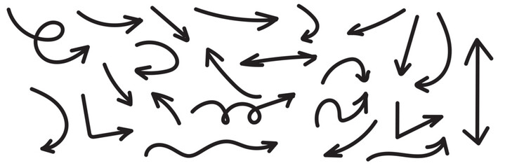 Wall Mural - hand drawn arrows symbol icons vector in transparent background