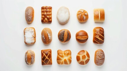 Poster - Creative layout made of breads on white background Flat lay Food concept : Generative AI