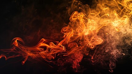Poster - Orange and red steam on a black background Copy space : Generative AI