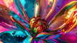 © curatededit - Iridescent Chrome Flower Blossom Eruption in Vivid Colors