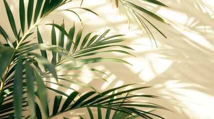 Poster - Summer tropical palm leaves flat lay background with a blank space stylized image : Generative AI