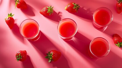 Aufkleber - Creative layout made of strawberry juice and strawberry Flat lay Food concept Macro concept : Generative AI