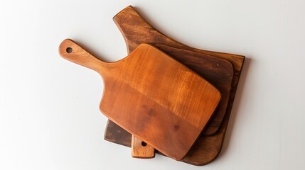 Aufkleber - Creative layout of cutting boards on a white background Round Cutting Board and Square Cutting Board : Generative AI