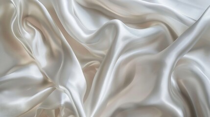 Fototapete - Abstract White Satin Silky Cloth for background Fabric Textile Drape with Crease Wavy Foldswith soft waveswaving in the wind : Generative AI