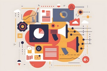 Poster - Minimalist Flat Design for Marketing and Business Analytics Concepts