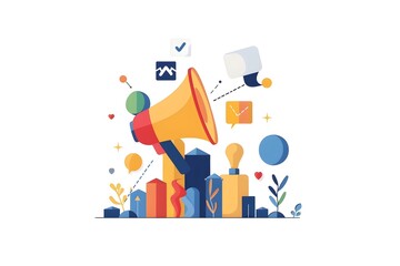 Aufkleber - Flat design of marketing minimal trendy design graphic for business advertising branding and digital strategy concepts