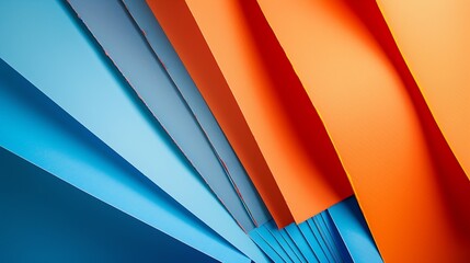 Aufkleber - From above layout of colorful cardboard sheets in orange and blue shades : Generative AI