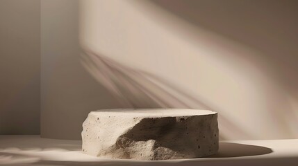 Poster - Stone podium mock up for product cosmetic on dark beige background with dramatic light Empty showcase for packaging presentation : Generative AI