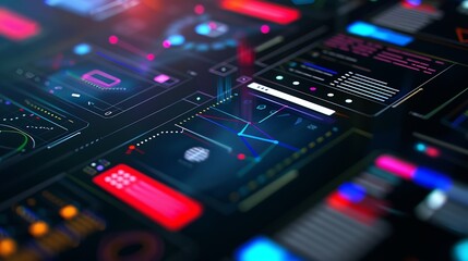Poster - UX UI design process for modish mobile application and website  Creative prototype of wireframe for professional app developer : Generative AI