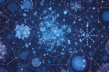 Aufkleber - Intricate neural network revealed through electron microscopy of the brain cells with stunning blue tones and depth of field
