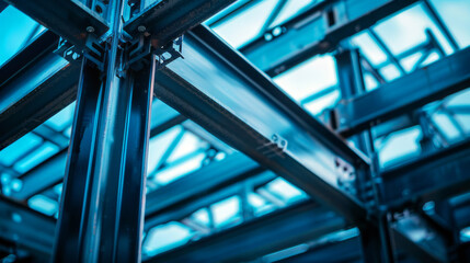 Detailed close-up of a modern steel bridge under night lighting