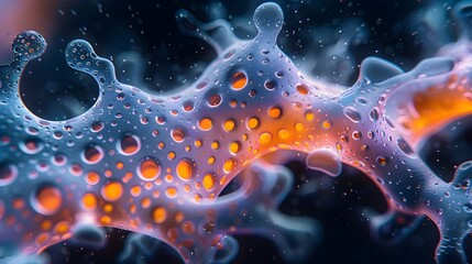 Leinwandbilder - Electron Microscopy of Intricate Molecular Structures Revealing Captivating Patterns and Colors in the Microscopic World