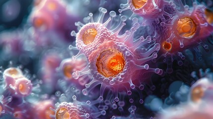 Fototapete - Mesmerizing Molecular Masterpiece Electron Microscopy Reveals the Captivating Complexity of the Invisible World