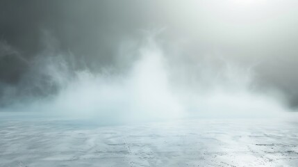 Fototapete - Abstract background with concrete ground and foggy clouds and mock up place Landing page concept : Generative AI