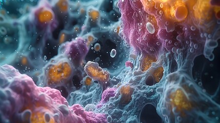 Poster - Captivating Microscopic Swarm of Pathogenic Microorganisms Unveiled in Vibrant Scientific Imagery