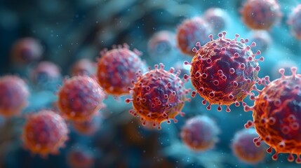 Poster - Highly Detailed Microscopic View of Intricate Viral Structures in Scientific Laboratory Setting