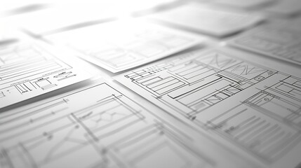 Poster - BW Website Design Wireframe Examples Of Web And Mobile Wireframe Sketches Printable : Generative AI