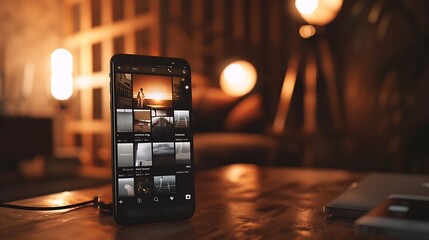 Poster - Mockup for multiple photos post on sample social media app : Generative AI