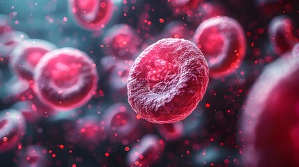 Poster - captivating microscopic masterpiece of blood cell and dna structures in vivid colors and intricate d