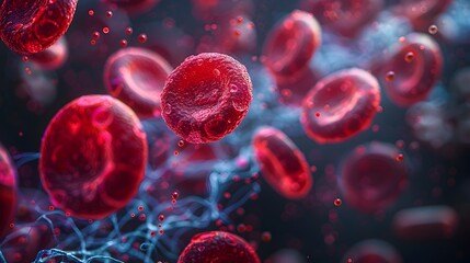Leinwandbilder - Microscopic Examination of Human Blood Cells and DNA Structure