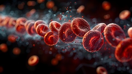 Poster - Detailed Microscopy Image of Human Blood Cells and DNA Structure