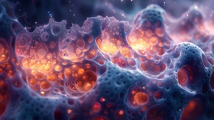 Poster - Microscopic Visualization of Intricate Animal Cell Structure through Electron Microscopy and Depth of Field Imagery