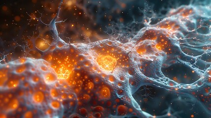 Leinwandbilder - Intricate Microscopic Structures of an Unidentified Disease or Microorganism in Vibrant Color and Texture