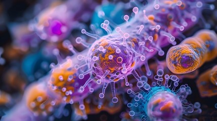 Poster - Microscopic View of Pathogenic Microorganisms in Vibrant Color and Detail