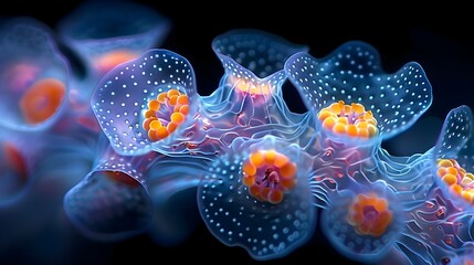 Poster - Mesmerizing Microscopic Masterpiece Vibrant Visualization of Plant DNA Structure in Vivid Detail